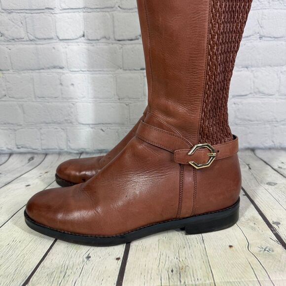 Cole Haan Riding Knee High Boots Size 9.5B Brown Equestrian Buckle Quiet Luxury - Picture 7 of 16